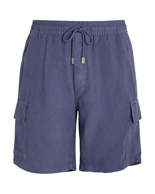 Vilebrequin Blue Linen Cargo Shorts for men