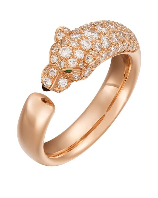 Cartier White Rose Gold And Diamond Panthère De Ring