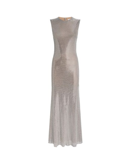Self-Portrait Gray Rhinestone Maxi Dress