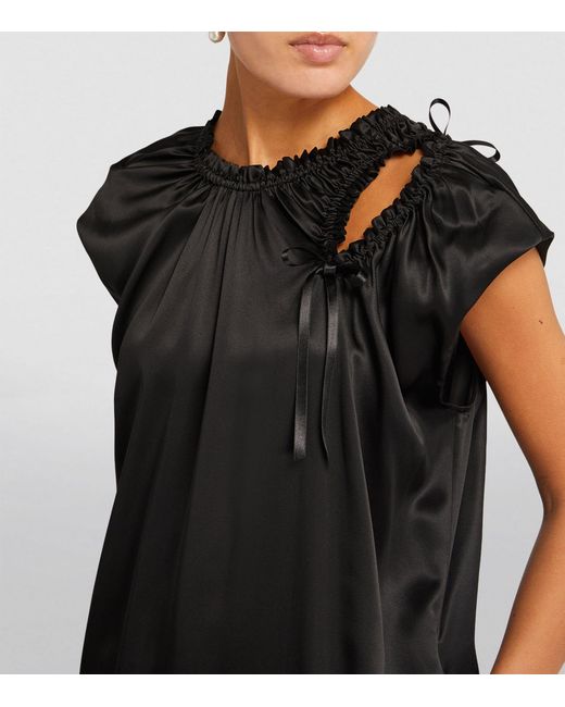 Simone Rocha Black Silk Shoulder-bite Midi Dress