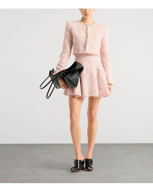 Balmain Pink Tweed Cropped Jacket