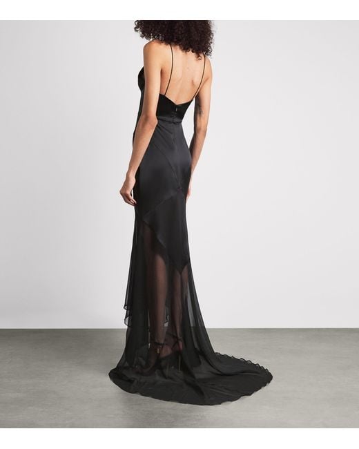 Alex Perry Black Silk Tiered Gown