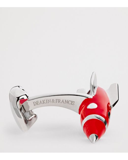 Deakin & Francis Red Sterling Enamel Rocket Cufflinks for men