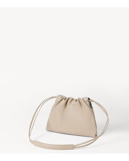 Brunello Cucinelli Natural Leather Drawstring Cross-Body Bag