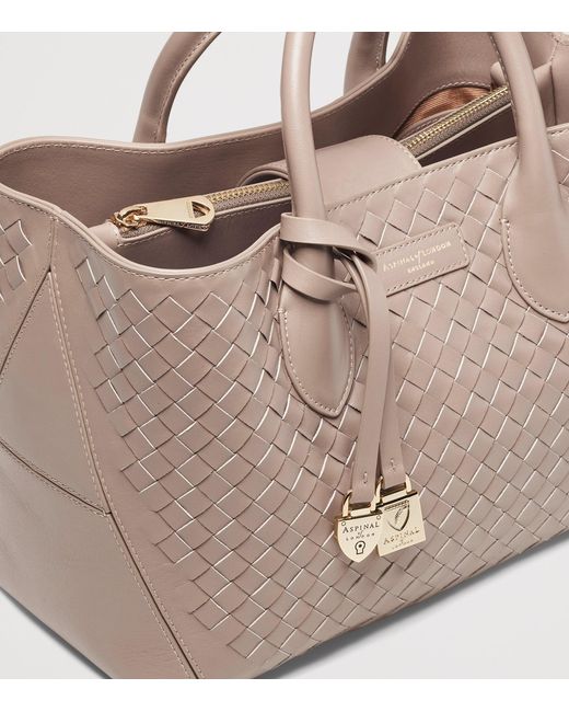 Aspinal Brown Midi Leather London Tote Bag