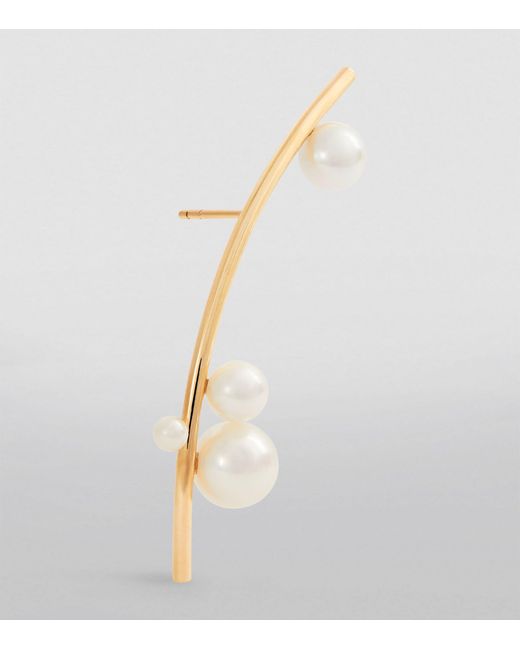 Sophie Bille Brahe White Yellow Gold And Pearl Stellari Perle Single Left Earring