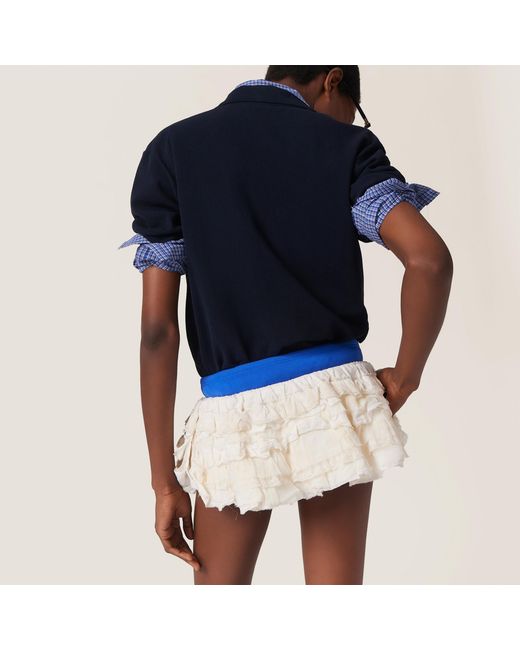 Miu Miu White Slubbed Canvas Mini Skirt
