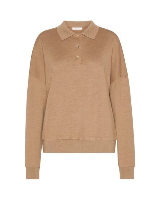 Max Mara Natural Virgin Wool Collared Sweater