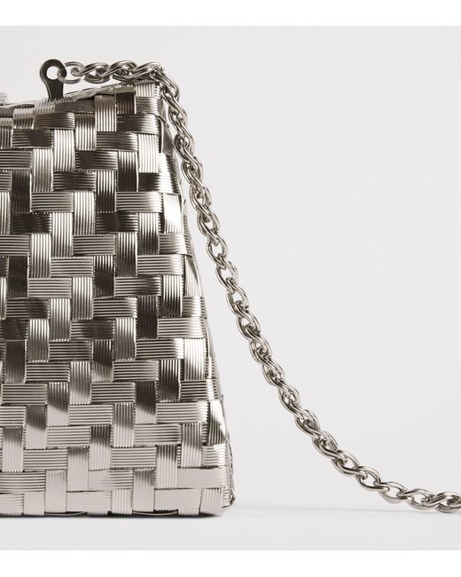 Rodo Gray Woven Embellished Clutch Bag