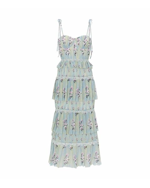 Self portrait tiered floral lace printed chiffon dress deals