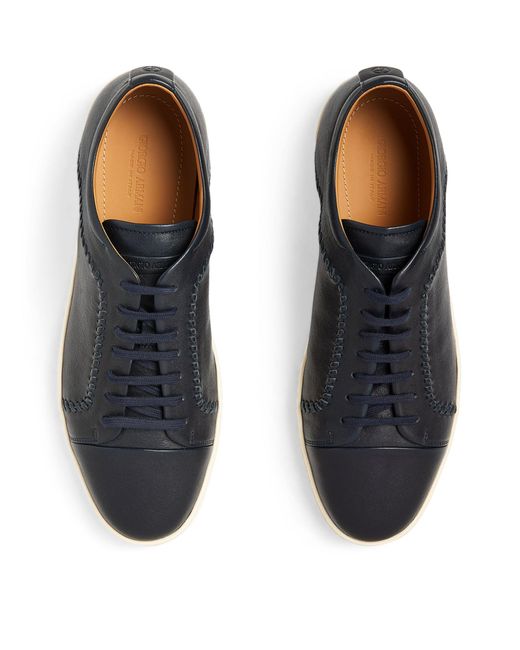 Giorgio Armani Blue Leather Low-top Sneakers for men