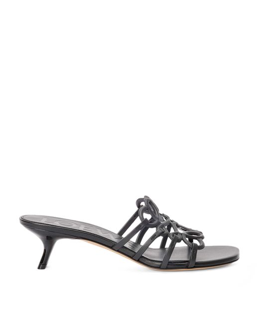 Loewe White X Paula's Ibiza Leather Petal Anagram Heeled Slides 45