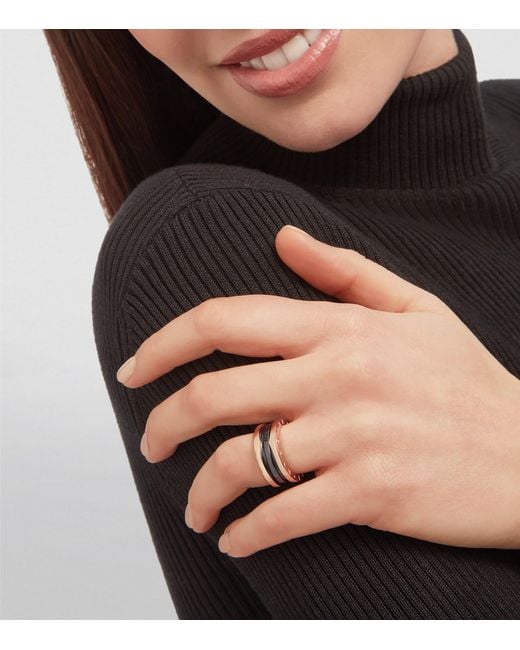 BVLGARI Black And Ceramic B.Zero1 Two-Band Ring