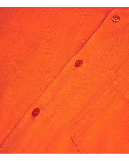 Vilebrequin Orange Linen Caroubis Shirt for men