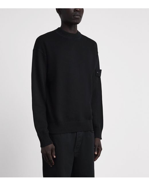 Stone Island Black Cotton-Cashmere Ghost Sweater for men