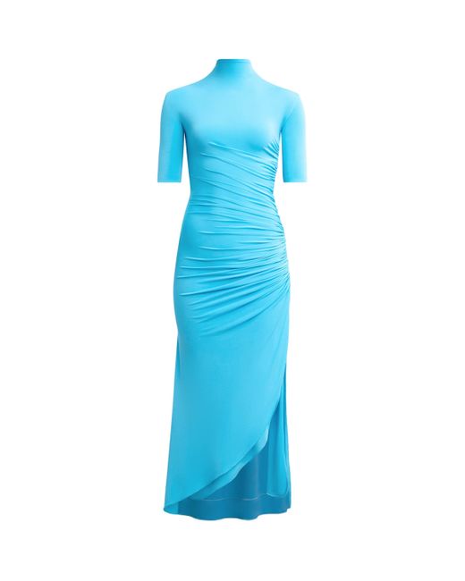 Alaïa Blue Ruched Midi Dress