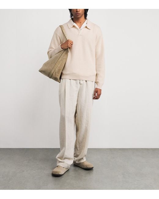 FRAME White Wool-Silk Open Collar Sweatshirt for men