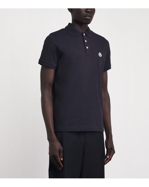 Moncler Blue Piqué Cotton Logo Shirt for men