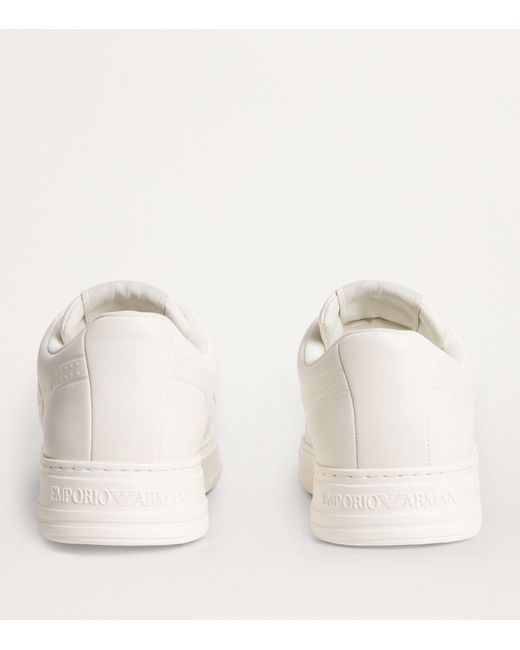 Emporio Armani White Leather Low-Top Sneakers for men