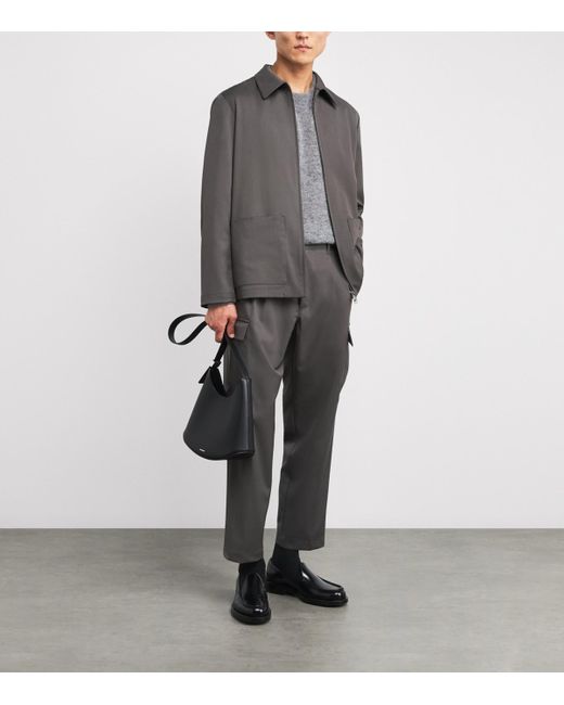 Barena Gray Stretch-Virgin Wool Pleated Trousers for men