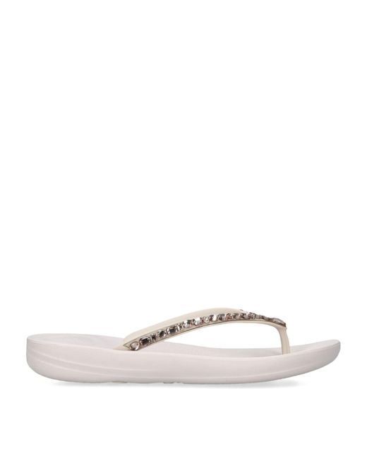 Fitflop White Iqushion Sparkle Flip Flops