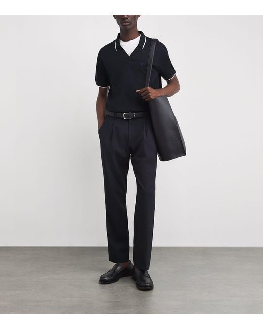 Emporio Armani Black Cotton Logo Polo Shirt for men