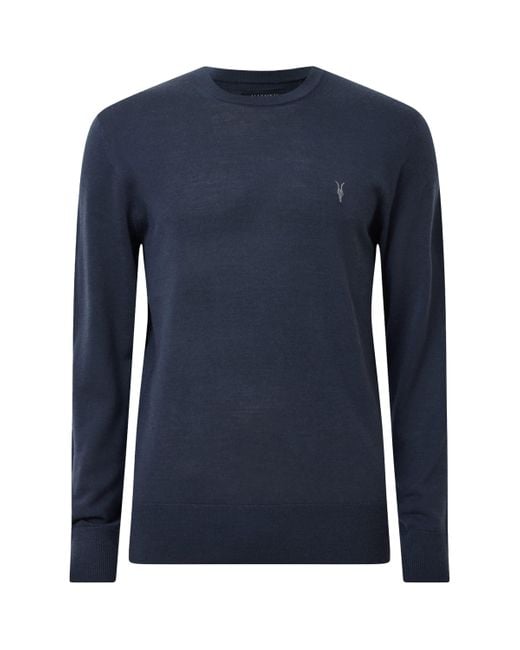 AllSaints Blue Wool Mode Sweater for men