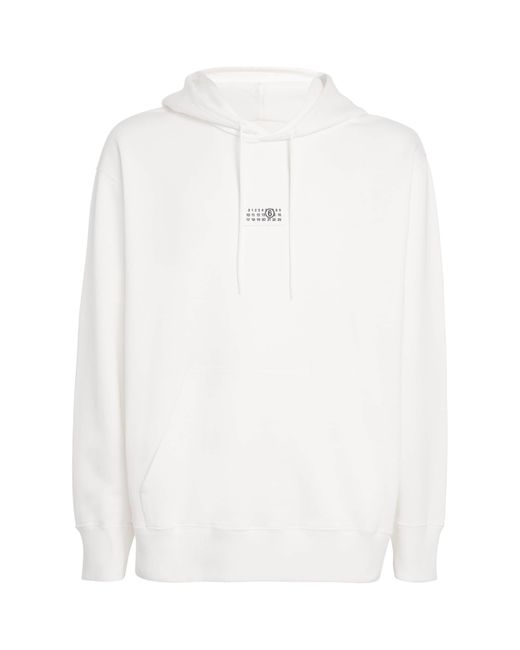 MM6 by Maison Martin Margiela White Cotton Numeric Tab Hoodie for men
