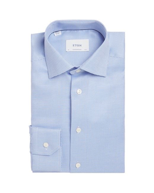 Eton Men's Blue Cotton Twill Contemporary Fit Shirt