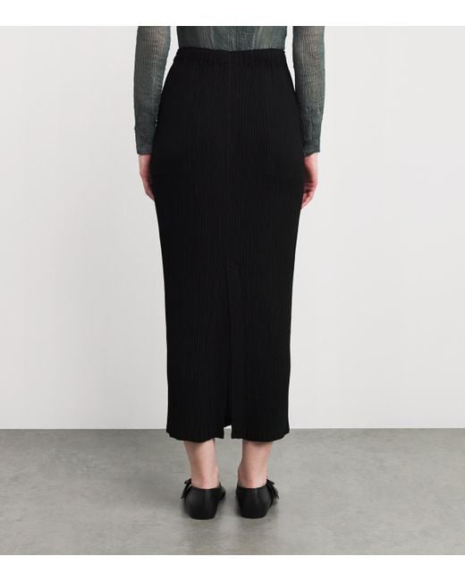 Issey Miyake Black Hatching Bottoms Pleated Maxi Skirt