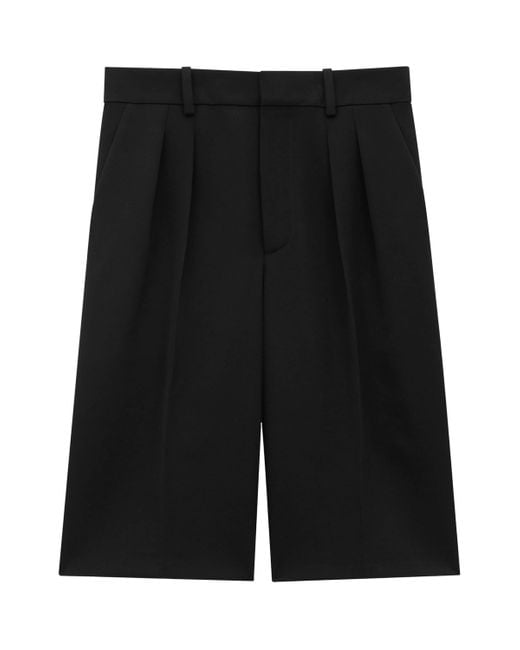 Saint Laurent Black Grain De Poudre Wool Bermuda Shorts