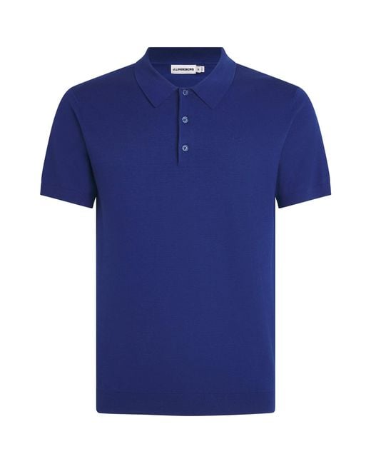 J.Lindeberg Blue Knitted Ridge Polo Shirt for men