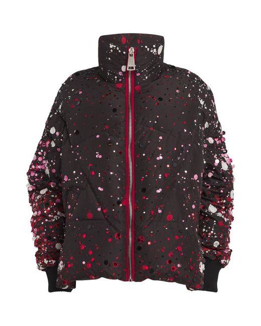 Khrisjoy Red Down Sequinned Puffer Jacket