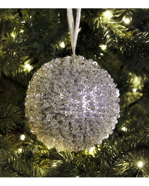Harrods White Sequinned Bauble
