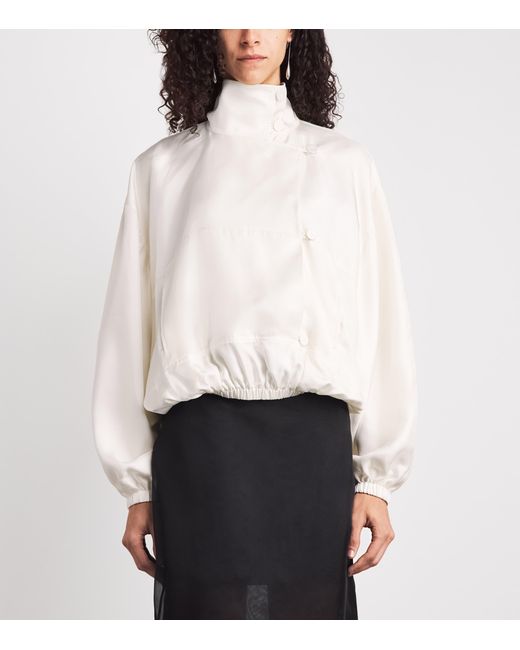 Rohe White Silk Blouson Anorak Blouse