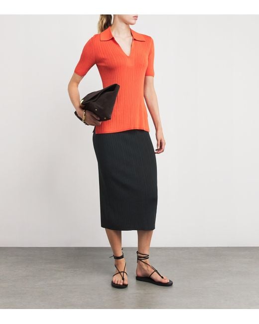 Joseph Gray Ribbed Knit Midi Skirt