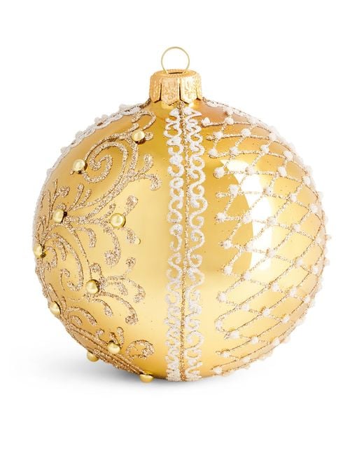 Harrods Metallic Glass Glitter-Embellished Bauble