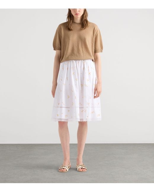Prada Natural Cashmere Short-Sleeve Sweater