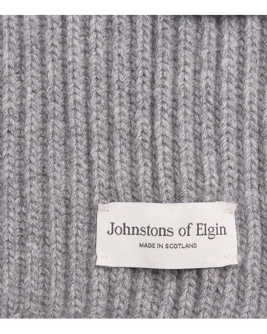Johnstons Gray Cashmere Lovat Ribbed Scarf for men