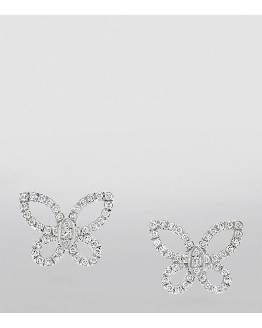 Graff Mini White Gold And Diamond Butterfly Earrings