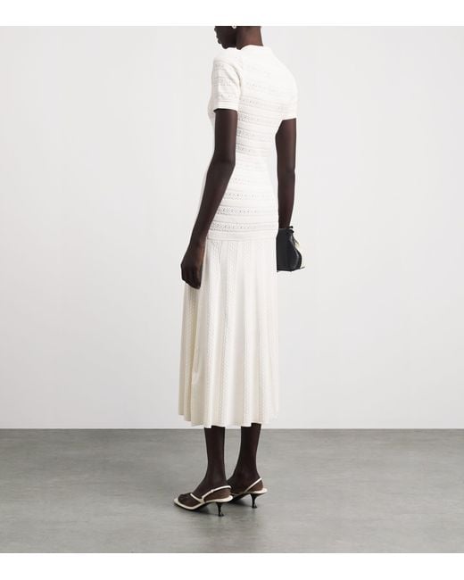 Sandro White Knit Button-Through Midi Dress