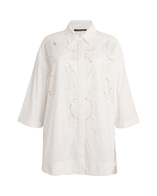 Marina Rinaldi White Cotton Embroidered Shirt