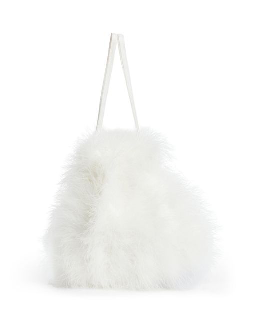 Yves Salomon White Mini Feather Top-handle Bag