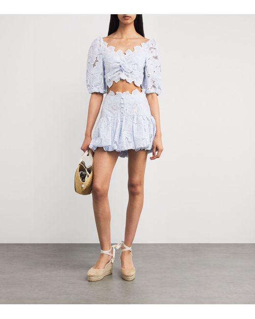 Sandro Blue Broderie Anglaise Crop Top