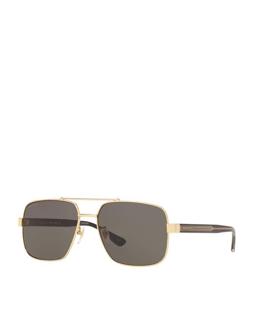 Gucci Gray Metal Pilot Sunglasses for men