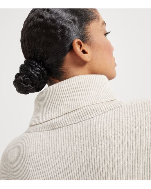 Brunello Cucinelli White Cashmere High-Neck Sweater
