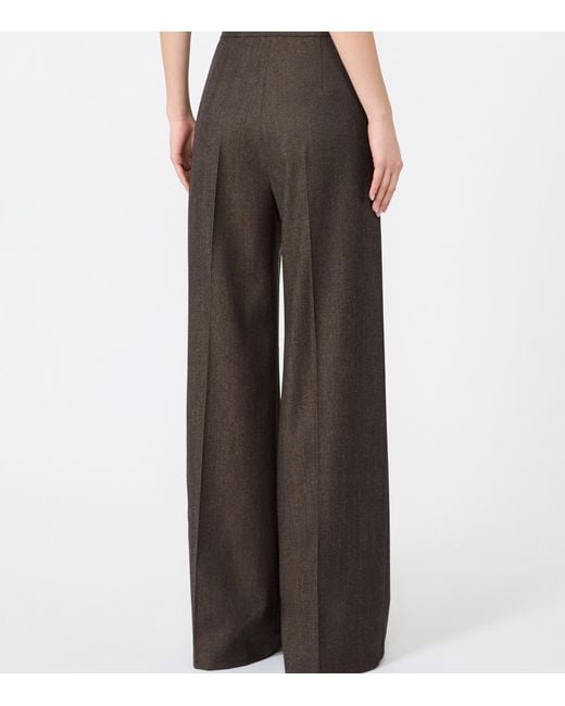 Max Mara Brown Virgin Wool Wide Trousers
