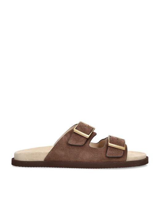 Brunello Cucinelli Brown Suede Buckle-Detail Sandals for men