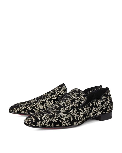 Christian Louboutin Black Embroidered Loafers for men