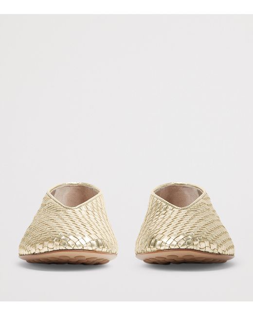 Bottega Veneta Natural Metallic Leather Rosa Ballet Flats